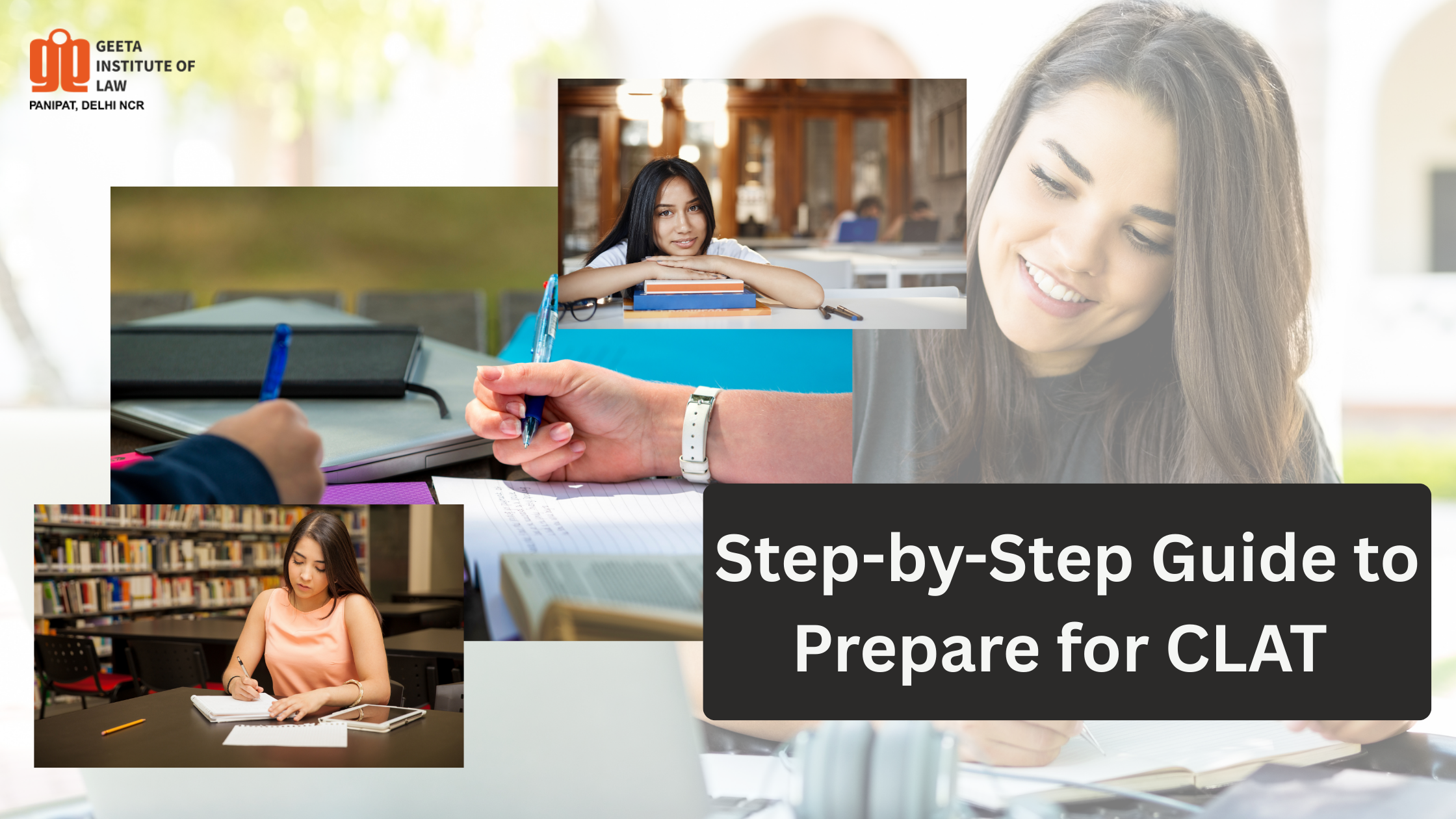 Step-by-step guide to prepare for CLAT 2027 with student studying law entrance exam syllabus, mock tests, current affairs notes, and legal reasoning practice