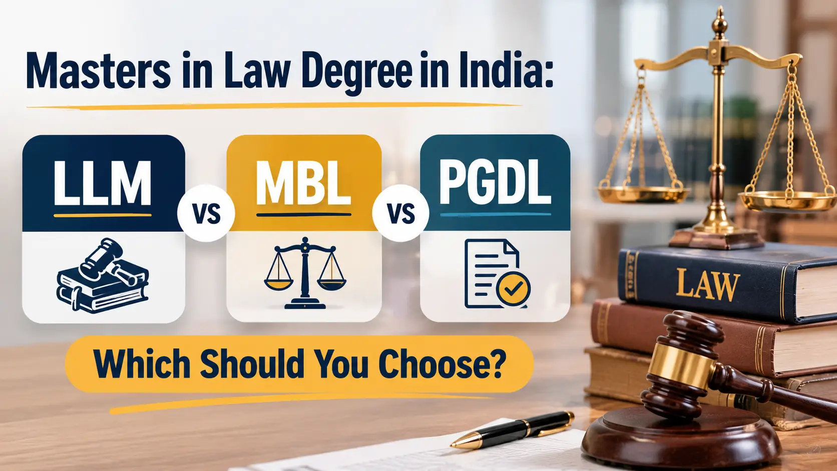 Masters in law degree comparison - LLM vs MBL vs PGDL eligibility and career