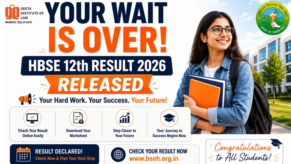 HBSE 12th Result 2026 declared by Haryana Board at bseh.org.in — check online using roll number