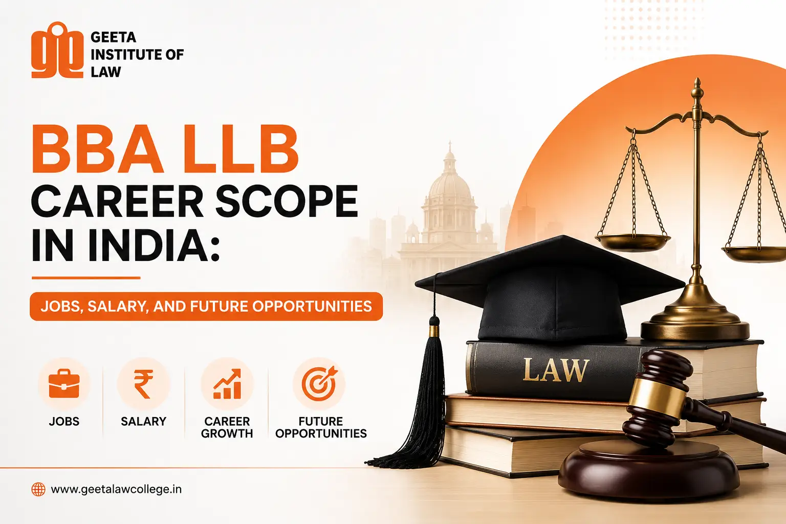 BBA LLB career scope in India infographic with jobs and salary
