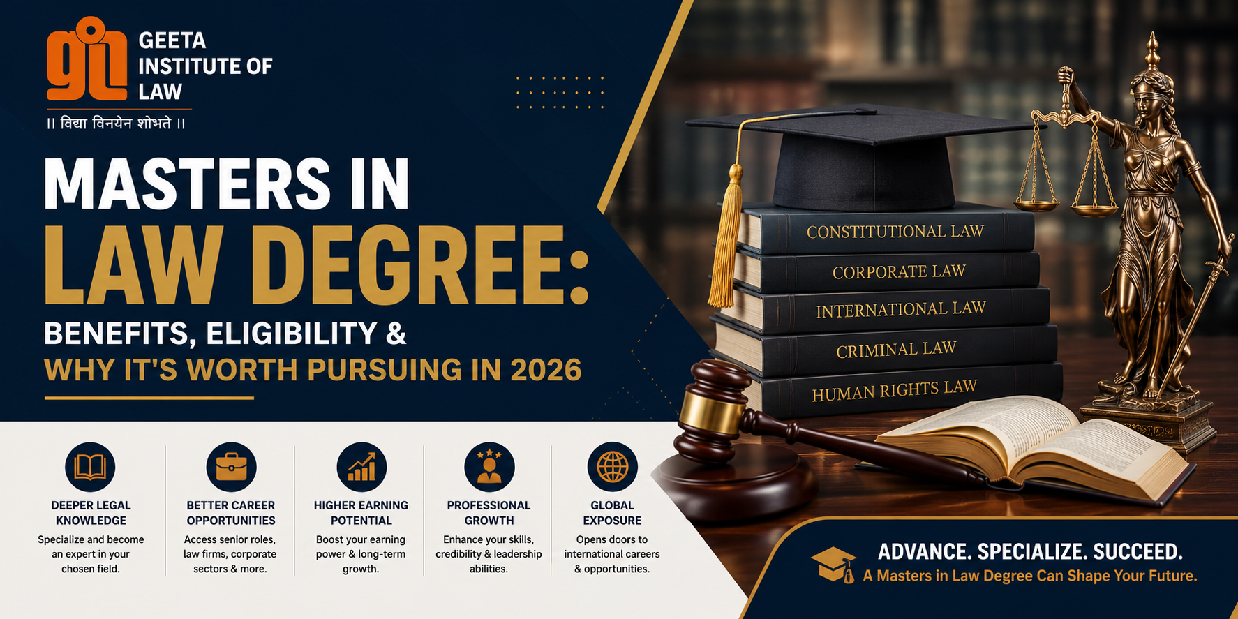 Law student researching in a library while pursuing a masters in law degree at Geeta Institute of Law, Panipat, Delhi NCR