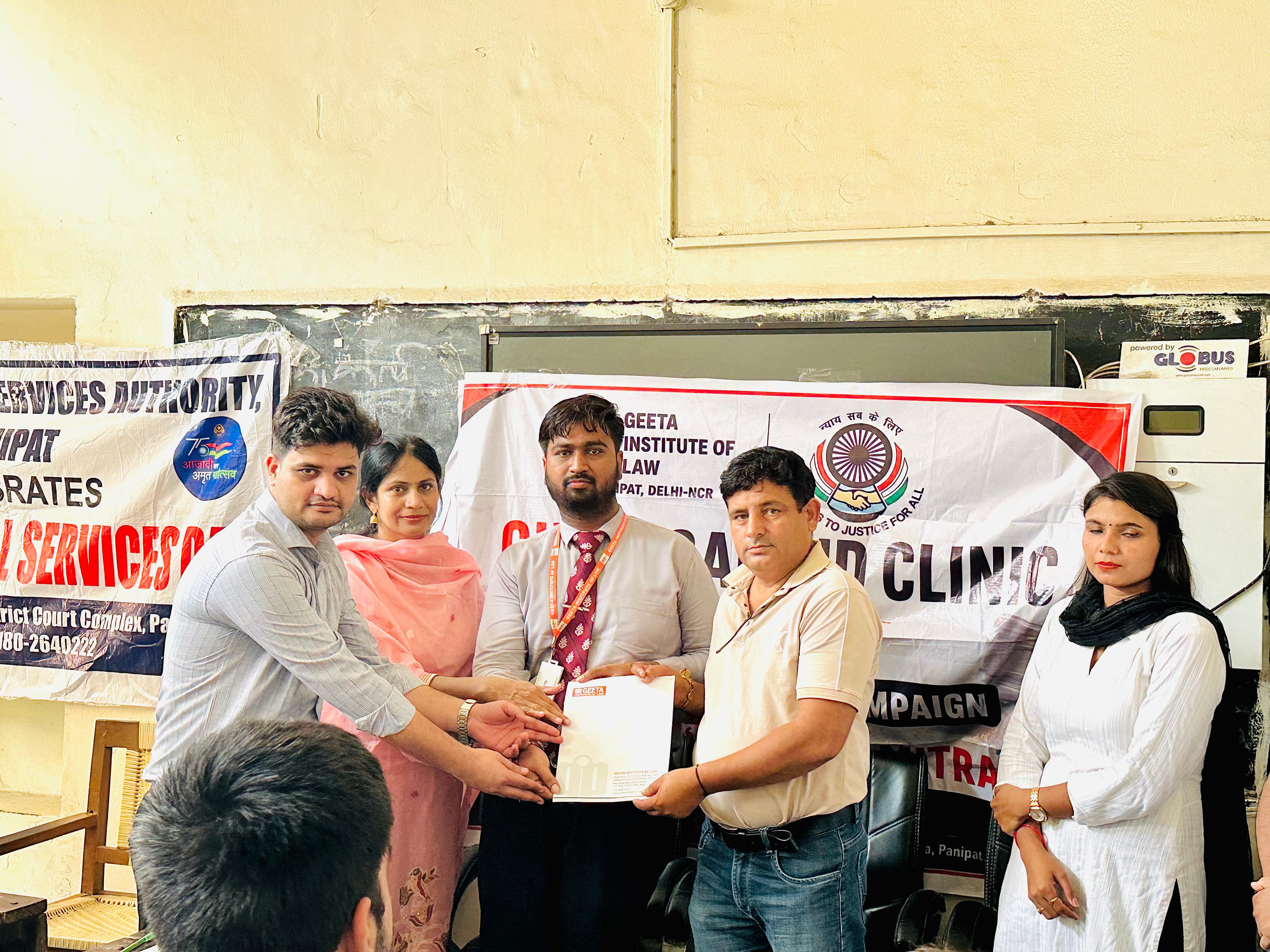 Legal Aid Activity at Sewha GSSS, Panipat